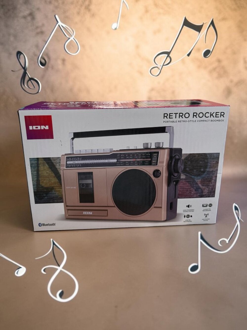 ION Retro Rocker Portable Retro-Style Compact Boombox - NEW